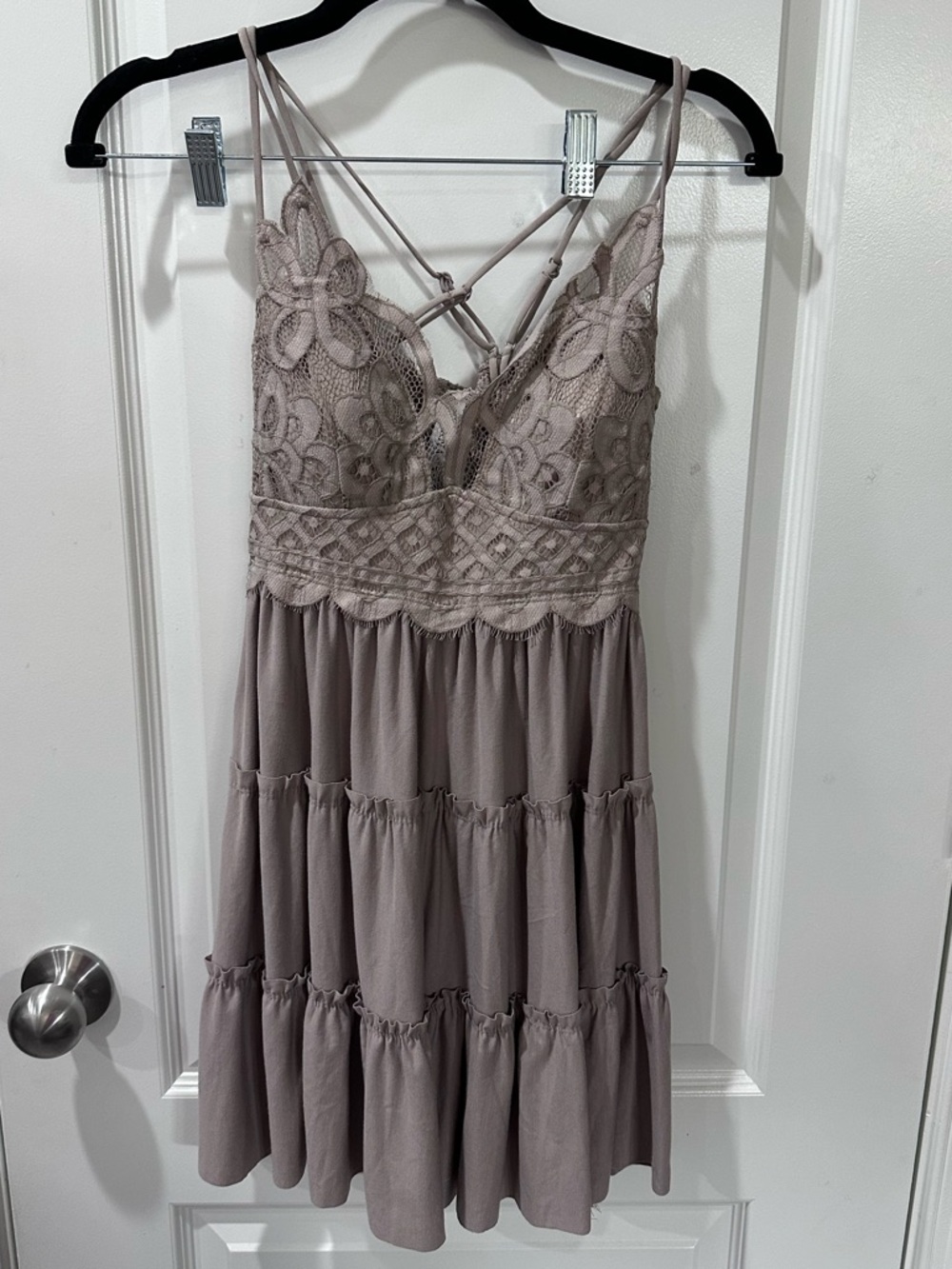 Zenana Crochet Lace Ruffle Cami Dress - Size Medium